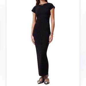 Black Maxi Short Sleeve Dress - Size XS